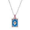 Retro Tarot Card Heart Pendant Necklace, Colorful Oil Drop, Gold-Plated Copper, Artistic Design