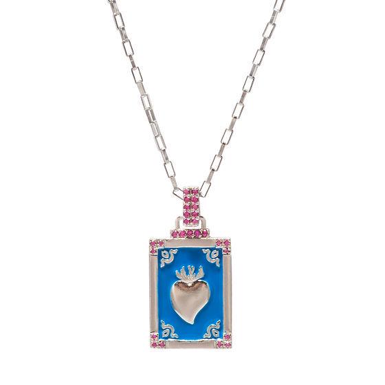 Retro Tarot Card Heart Pendant Necklace, Colorful Oil Drop, Gold-Plated Copper, Artistic Design