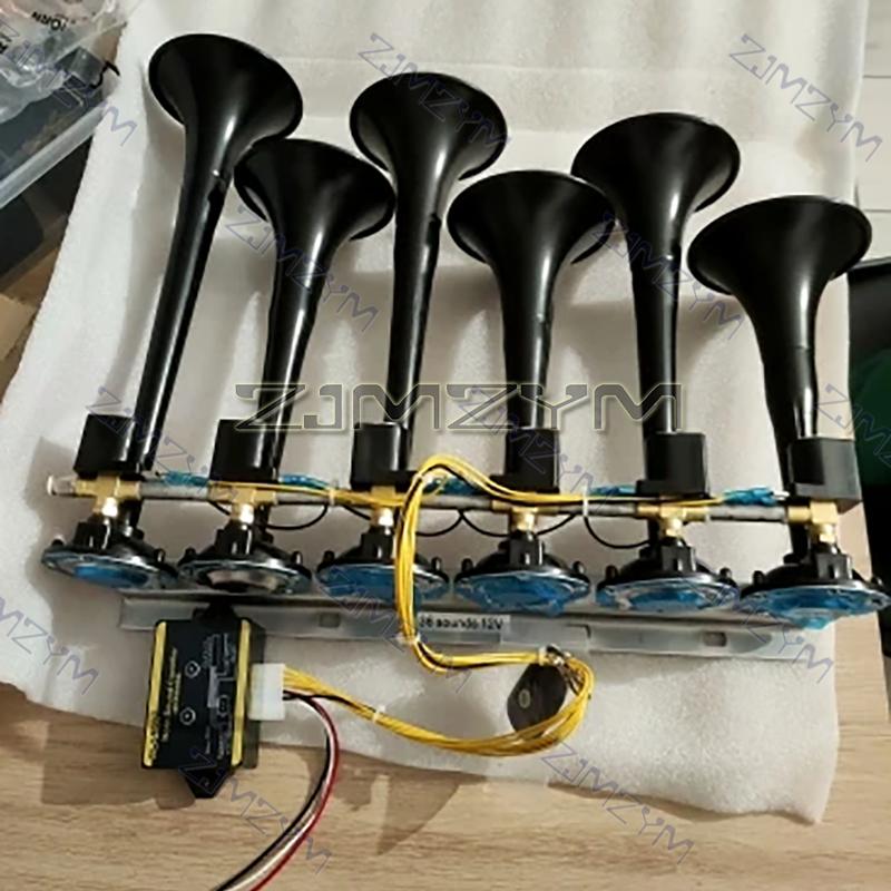 Car Music Horn Six Tube Thirty-Six Tone Truck Train Electronic Control Metal Tube Music Air Horn With Button Cars Accessories