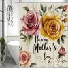 Happy Mother's Day Rosebud Flower Shower Curtain, Bathroom Decorative Shower Curtain, Waterproof Shower Curtain with Hooks