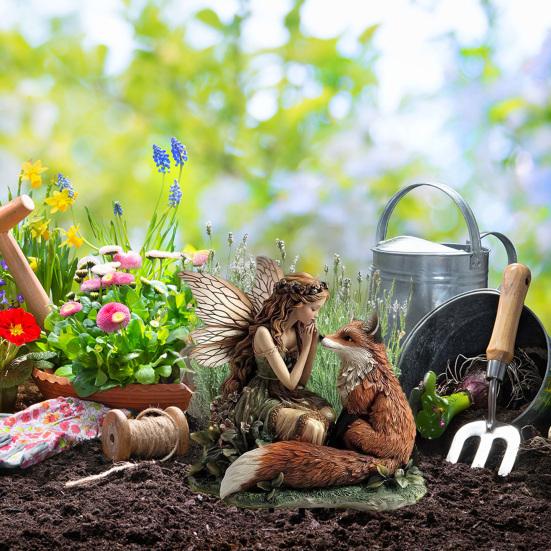 Dřevěný elf Akrylová cedule Kolík Odolný proti povětrnostním vlivům 2D Plochý Víla Hrot Rostliny Květináč