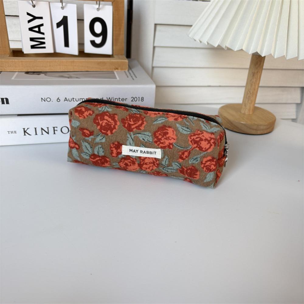 

Large Capacity Stationery Bag Floral Print Stationery Organizer Cosmetics Storage Bags Student E