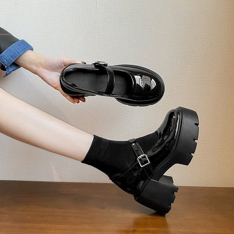 

Увеличьте высоту туфель Мэри Джейн для женской коллекции весна-лето 2025, новые маленькие туфли на очень высоком каблуке, универсальные на каждый день, маленькие кожаные туфли 39 чёрный