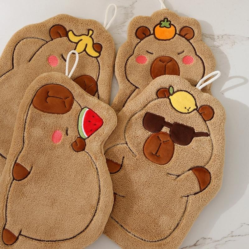 Quick Drying Soft Polyester Hand Towel with Capybara Water Absorption Small Towel for Hands and Face