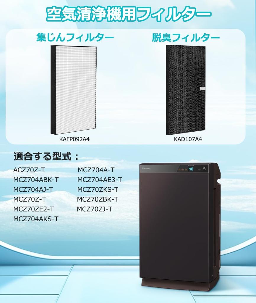 Daikin KAFP092A4 Filter KAD107A4 Deodorizing Filter Daikin Dehumidifying and Humidifying Streamer Air Purifier Acz70z Dust Filter Mcz704a Mcz70z
