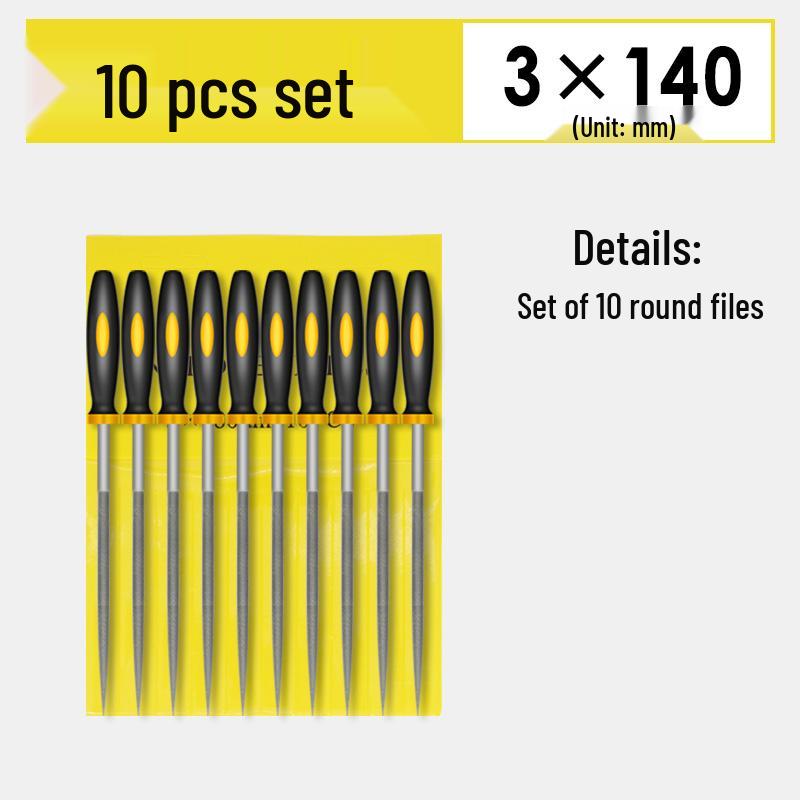 Mini Assorted Steel File Set: Triangular & Flat Files for Metal & Wood Grinding