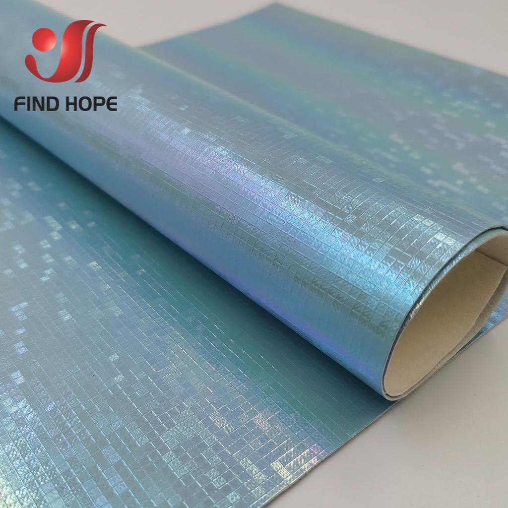 20x120cm Laser Hologram PU Leather Fabric 0.5mm Iridescent Gradient Faux Leather for DIY Craft Bow Make Doll Shoes Handbag Decor