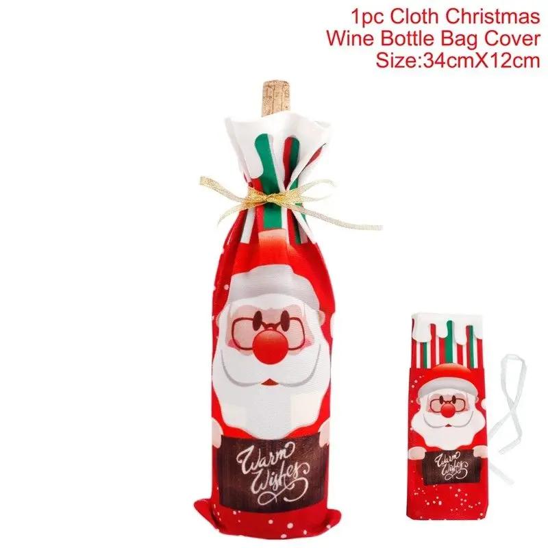 Kreatives Weihnachts-Weinflaschen-Set, goldenes Samtkleid, Weinflaschenhüllen, Ärmel, Weihnachtsmann, Schneemann, Weihnachten, Neujahr, Tischdekoration