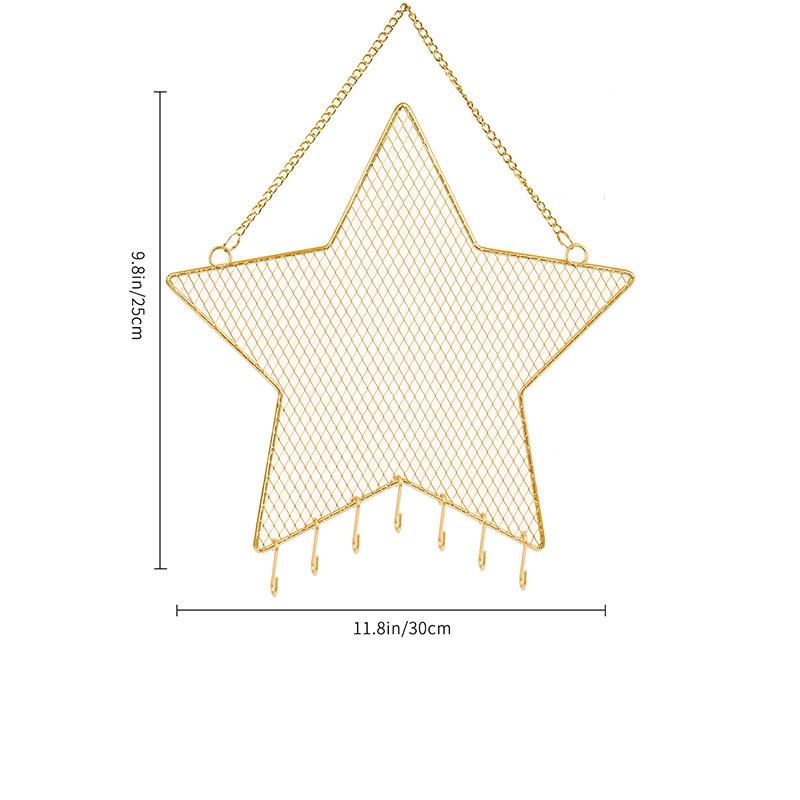 

Стойка для ювелирных изделий в виде звездной и лунной сетки + настенный дисплей для спальни, настенная стойка для хранения сережек, аксессуар для хранения 30cmx25cm золотой