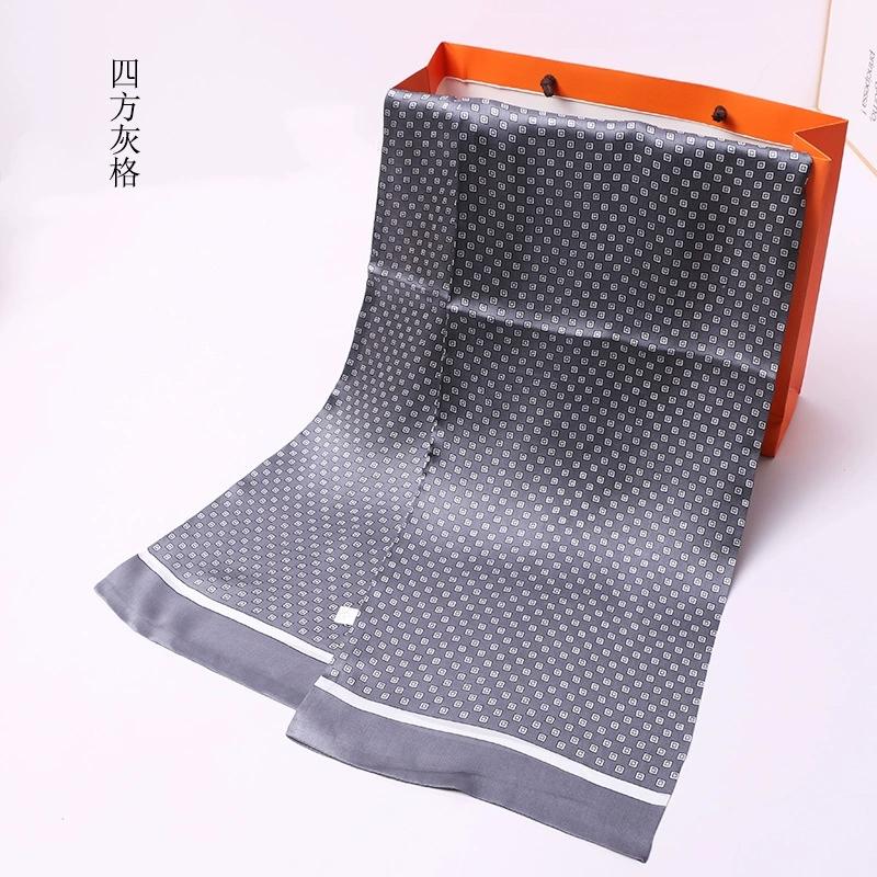 Luksusmerke Herre Ren Silkeskjerf Forretningsmenn Lange Skjerf Alt-Match 100% Silke Myke Varme Vinterskjerf for Menn