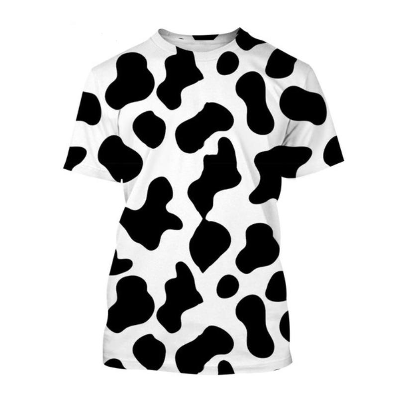 Chengyu Mode Koe Patroon 3D Print Casual Dier Korte Mouw Persoonlijkheid Heren Shirt Hip Hop Ronde Hals Kinder Top T-shirt 2XL