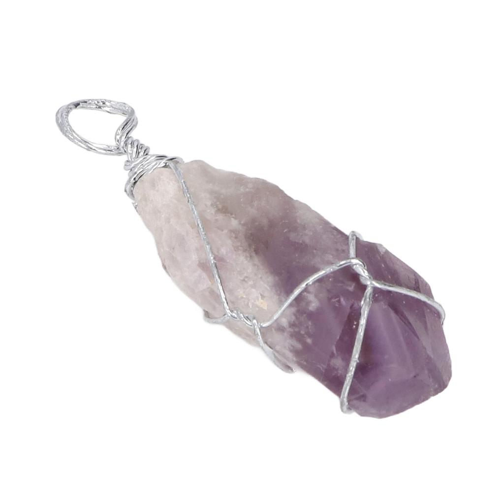 Stone Necklace Pendant Iron Wire Wrapped Nature Point Gemstone Jewelry for
