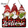 Decorative Christmas Gnome Craft Wooden Hanging Pendant, Cartoon Ornament, Merry Rustic Holiday Wall Decor Door Sign for Home Shop Party Decoration