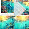 2D Flat Printing 2pcs Curtain Dolphins Jumping Ship Coral Digital Printed Polyester Drapes Party Decorations Use for Holiday
