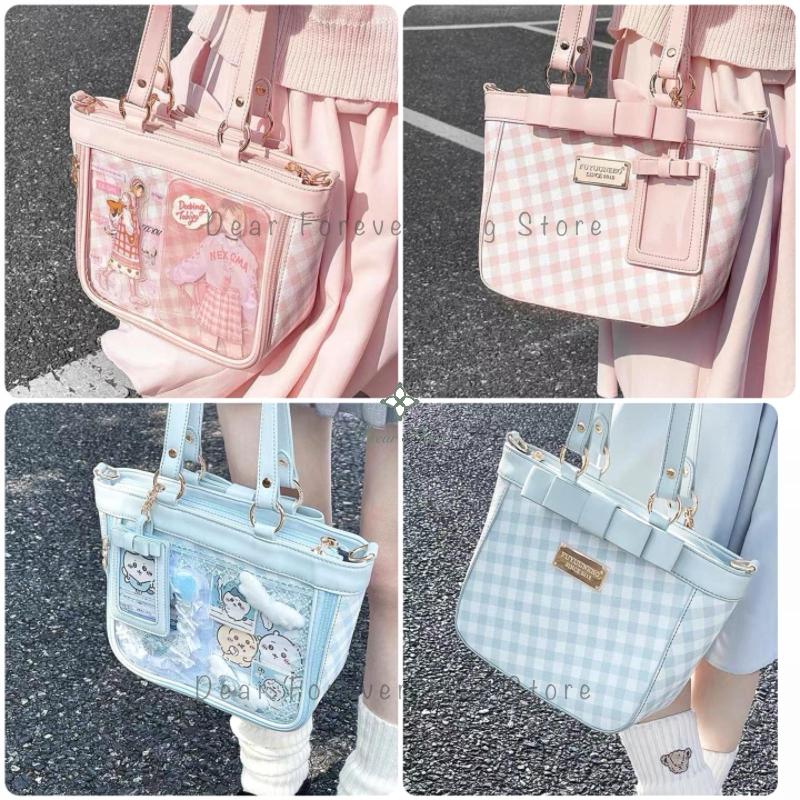 Y2K Niedliche Große Kapazität Transparente Tragetasche Kawaii Lolita Umhängetasche Ita Tasche Mädchen Einfache Lässige Umhängetasche DIY Display Handtasche