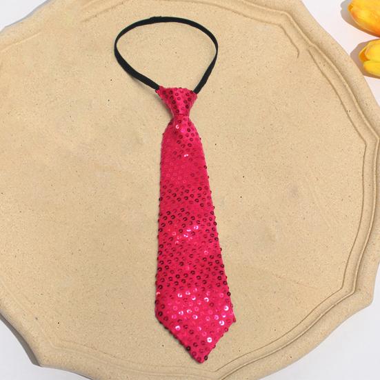 Men Tie Shiny Sequin Vintage Formal Business Style Adjustable Elastic Band Solid Color Lightweight Suit Coat Waistcoat Performance Stage Show Necktie