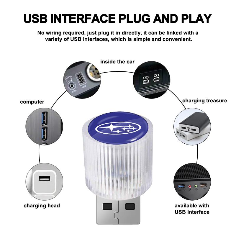 New Car Mini USB LED Ambient Light Plug Decorative Atmosphere Lamp For Subaru Impreza Legacy WRX STI BRZ Forester Ascent Levorg XV