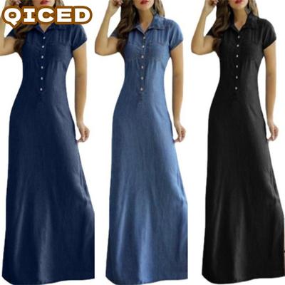 Fashion Summer Spring Solid Color Print Short Sleeve POLO Neck Casual Dresses Unique Design