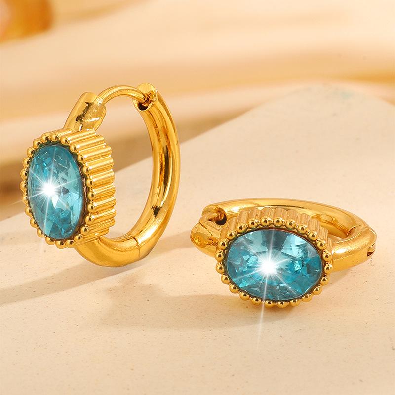 Stainless Steel Earrings, Golden Oval-shaped Ladies' Earrings, Unique and Niche-style Accessories