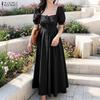 ZANZEA Vestido de Verano Casual para Mujer con Cuello Cuadrado y Manga Corta Elegante