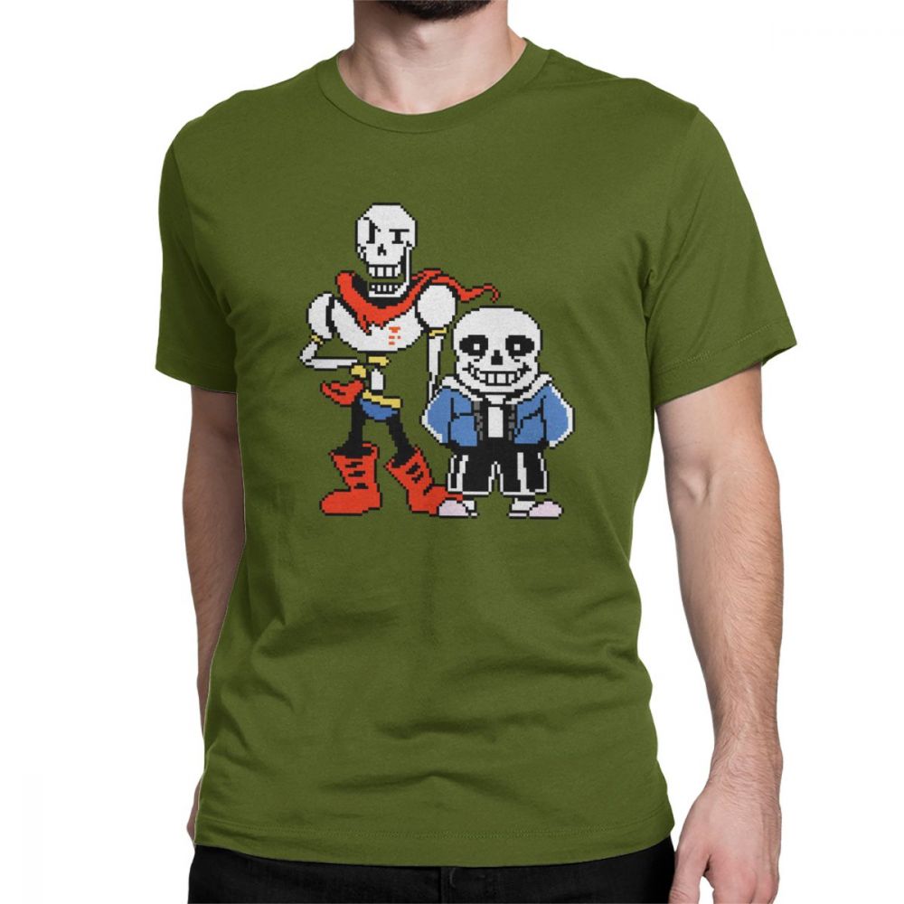 

Undertale TShirt Men Sans And Papyrus Game Tshirt Short Sleeve Skull Tee Shirt Halloween Gift Premium Cotton Tops Party T Shirt 4XL