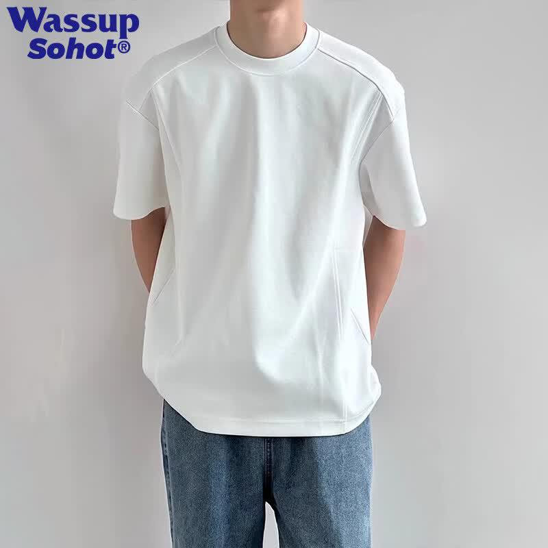 

Wassup Sohot Men s American Retro Loose Short Sleeve T-shirt L