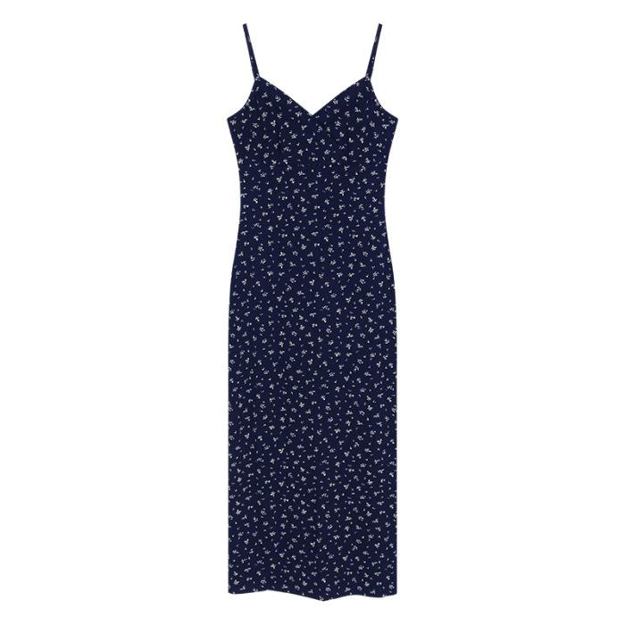 

French temperament chic floral suspender dress women s pear-shaped body wear early spring and summer age-reducing dress XL