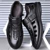 Men's Sandals Summer New Hollow Men's Shoes Beach Shoes Soft Leather Breathable Leather Shoes Velcro