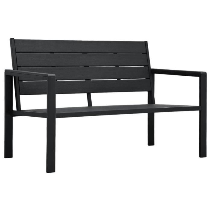 Garden Bench - vidaXL - 120 Cm - Black HDPE - Elegant Design - Weather-resistant