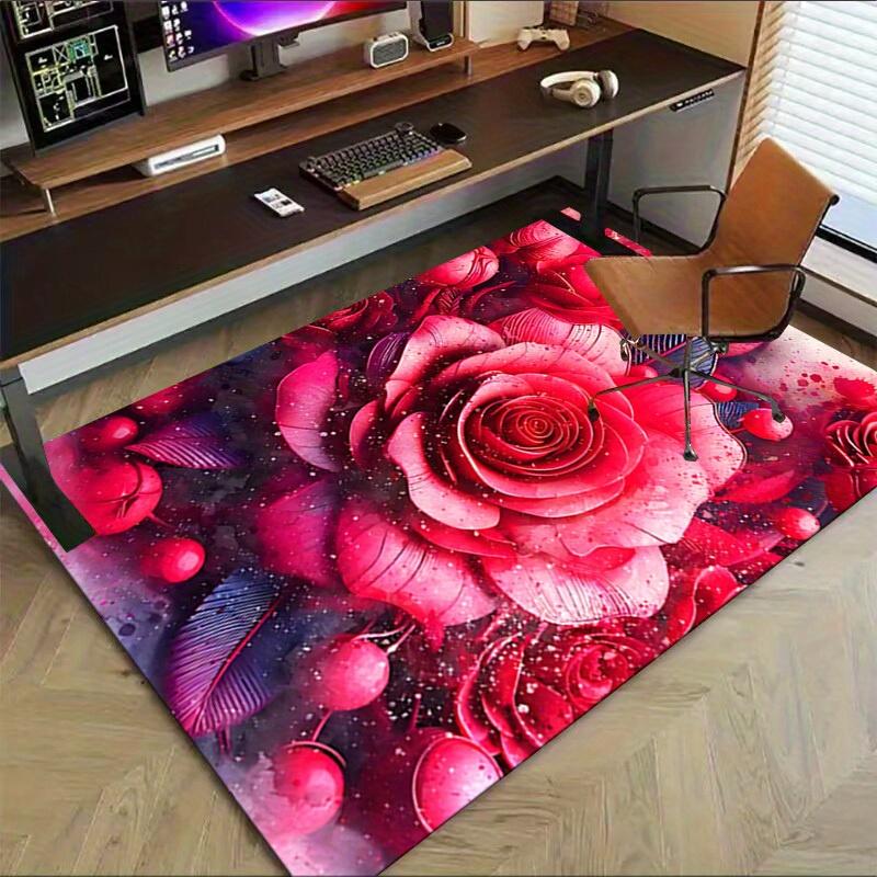 1pc Rose Abstract Themed Rug for Home Decor, Non-slip Office Carpet, Chair Mat, Outdoor Mat, Christmas and Halloween Gifts-0731115