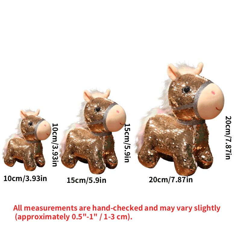 Non-Toxic Sequins Pony Stuffed Animal Toy Reversible Rainbow Sequins Horse Plush Pillow Soft Plush Toy For Children'S Day Birthday