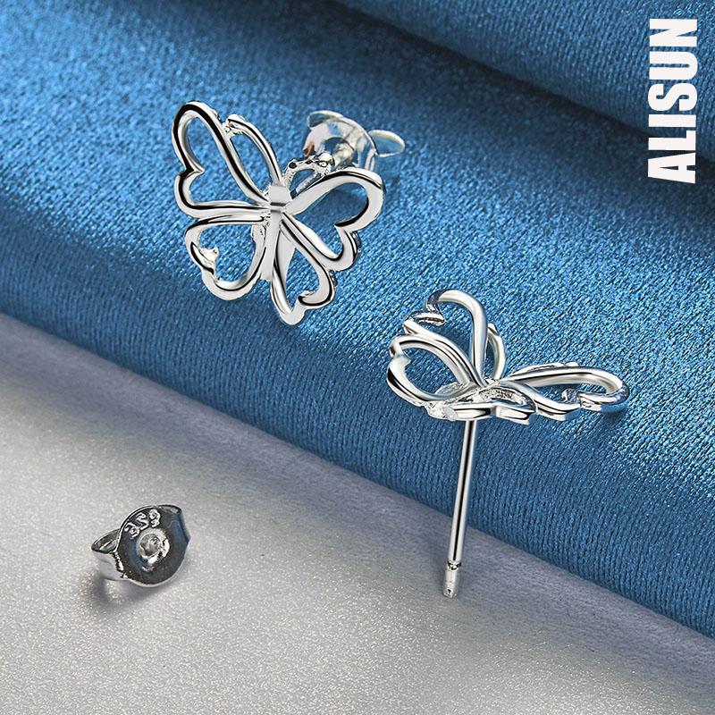 925 Sterling Silber Schmetterling Piercing Ohrringe Modischer Hochzeitsschmuck