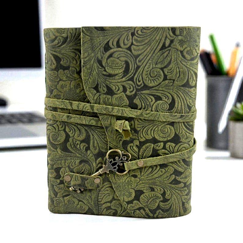 Vintage Deckle Edge Paper Bound Journal - Blank Spell Book of Shadows Journal - Leather Notebook Sketchbook