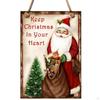 Christmas Sign Hanging Decorations Rope Rectangle Craft Rustic Outdoor Porch Tag