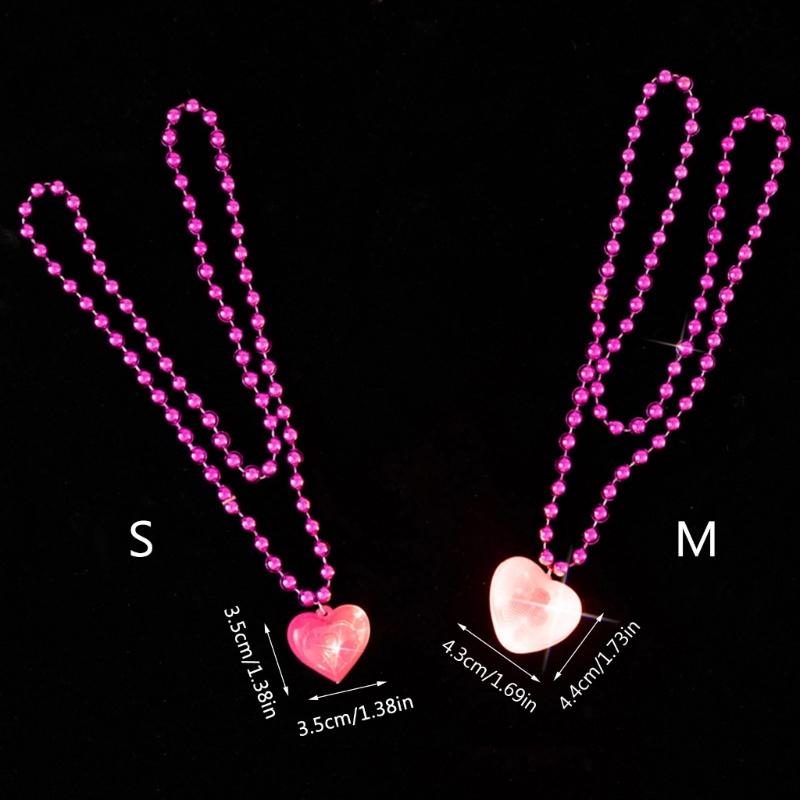 Light Up Heart Necklace Glowing Heart Necklaces LED Flashing Necklace Pink Party Accessories for Adults Women Gifts