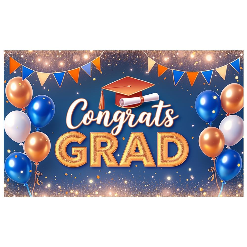 Graduation Banner Graduation Cap Design Academic Celebration Display Graduation Background Triangular Flags Grad Party Backdrop