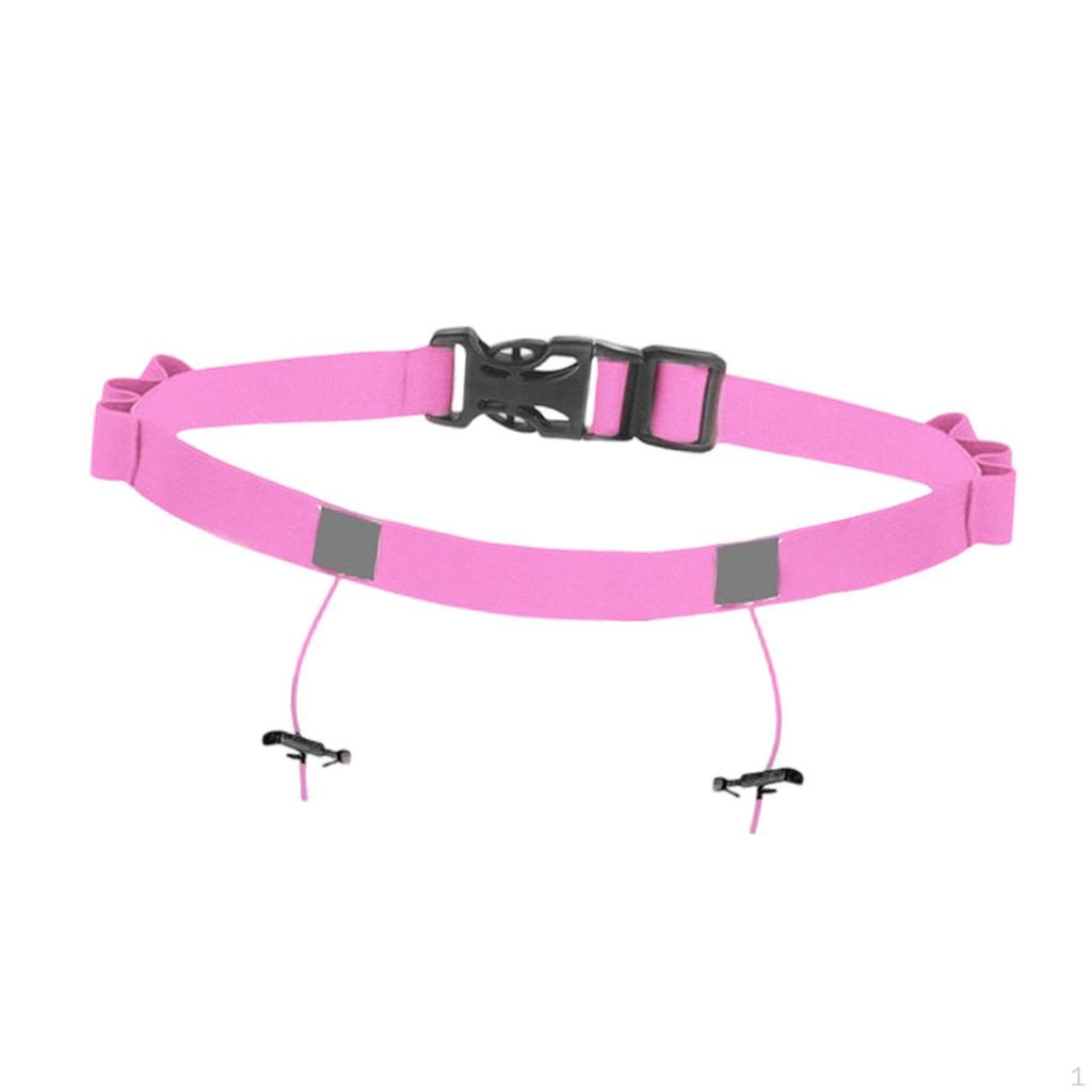 Adjustable Reflective Race Number Belt for Triathlon, with Loops And Fastening System Running