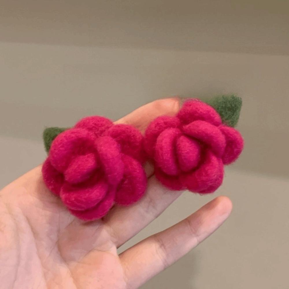 Cloth Silk Floss Floral Ear Studs Personality Petals Earring Jewelry Flower Stud Earrings  Women