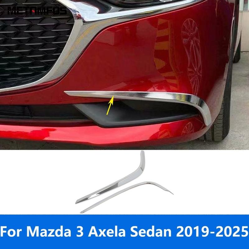 For Mazda 3 M3 Axela Sedan -2024 2025 Chrome Front Fog Light Lamp Eyelid Eyebrow Foglight Strip Trim Accessories Car Styling