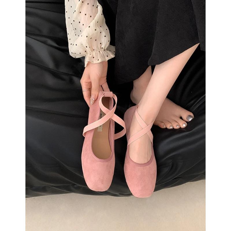 Flat Shoes Women Summer Pink Ballet Shallow Mouth Flats Sole Single Shoe Women's Soft Soled Mary Jane Shoes Pumps Zapatos