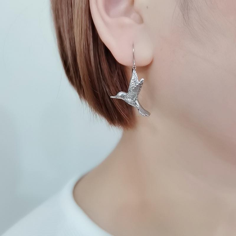 Stainless Steel Waterproof Non-Fading Bird Wing Earrings & Pendant Set for Women
