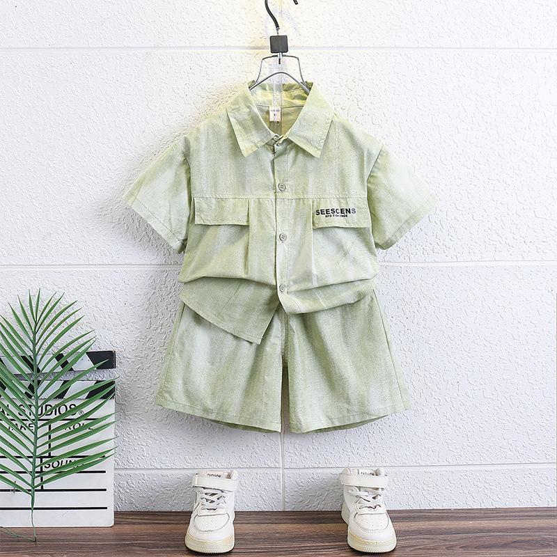 

2025 Boys Casual Summer Set: Short-Sleeve Shirt for Kids. 120 cm зелёный