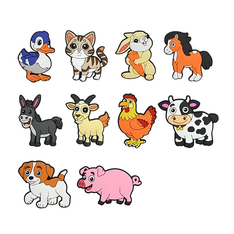 10Pcs 2D Flat Cute Pvc Fridge Magnets Cartoon Farm Animal Dishwasher Magnets With Kitten Puppy Bunny Fun Home/School/Party Decor