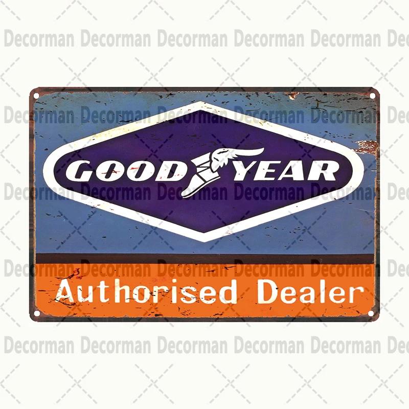 Retro Goodyear Tire Motor Oil Tin Sign  Vintage Iron Painting Wall Decor for Home Pub Bar  X CM Gift Art Poster