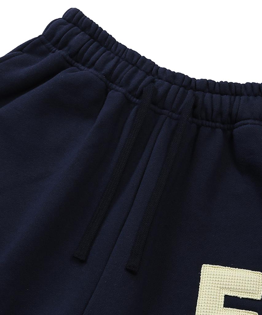EEERRR Er Waffle Applique Long Sweat Pants (Navy)