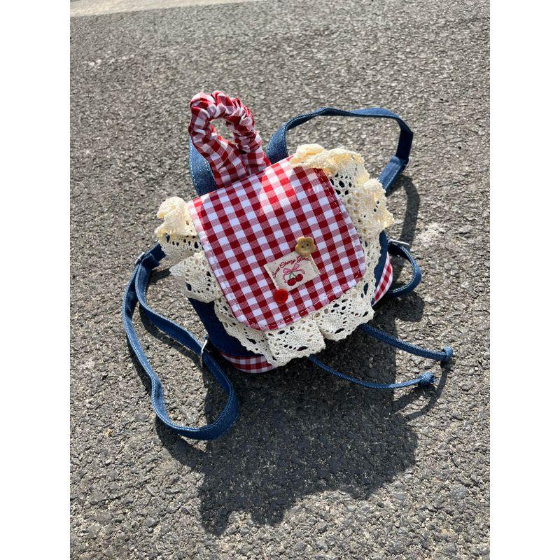 

Summer Denim Backpack Women s Bag 2025 New High-Grade Light Luxury Niche Design Sense Korean Series Super Hot Backpack Red