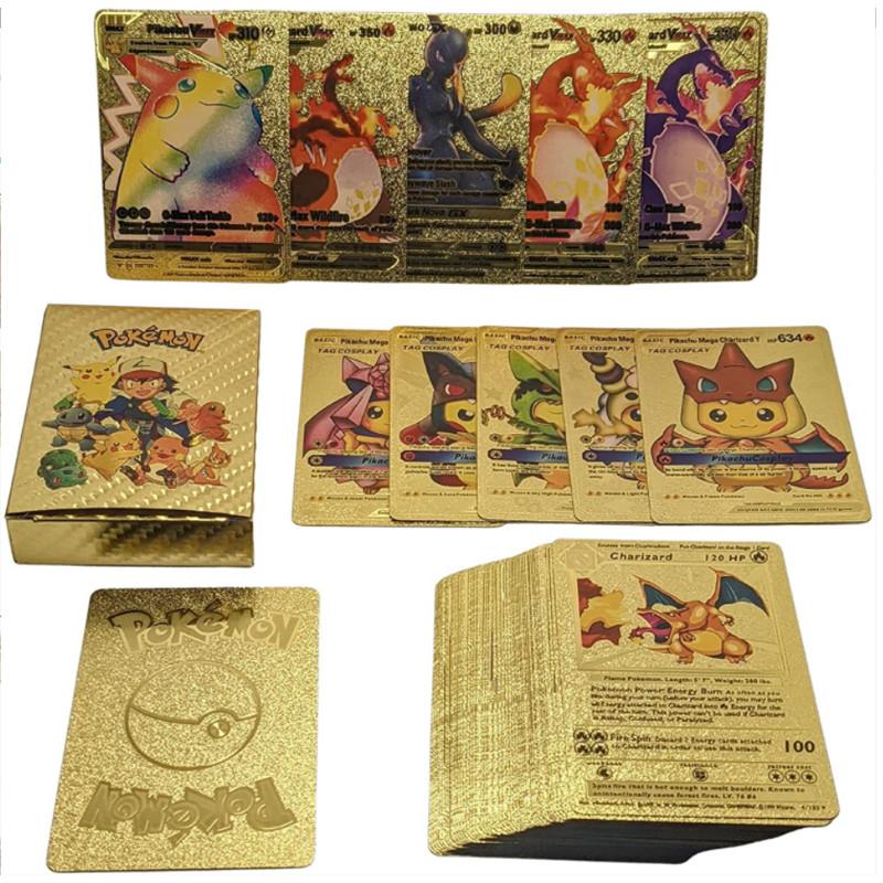 

Золотые Металлические Карты Энергии Карта Чаризарда Пикачу Коллекция Боевая Карта Gold