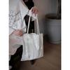 White Little Daisy Sequins Versatile Girls Shoulder Bag Commuter Canvas Bag Large Capacity Spring and Summer New Thin
