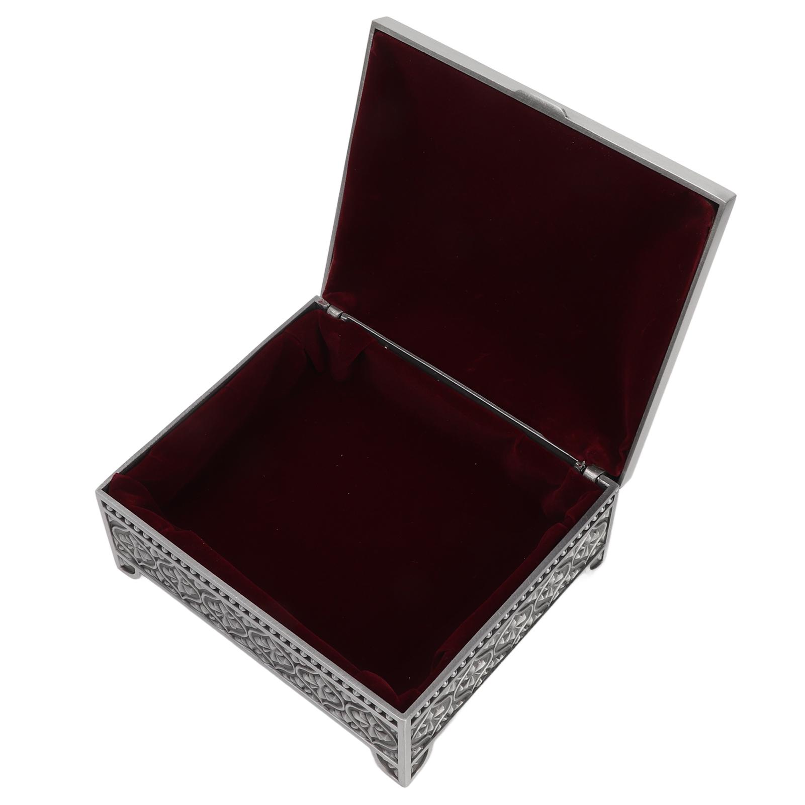 

Шкатулка для безделушек, винтажный узор розы, тисненый однослойный откидной верх, цинковый сплав, подарочная коробка для хранения ювелирных изделий