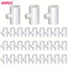 40pcs US Standard White PVC Chicken Drinking Water Tee Fittings Poultry Waterer Accessories for Chicken Duck Goose Water Bowls